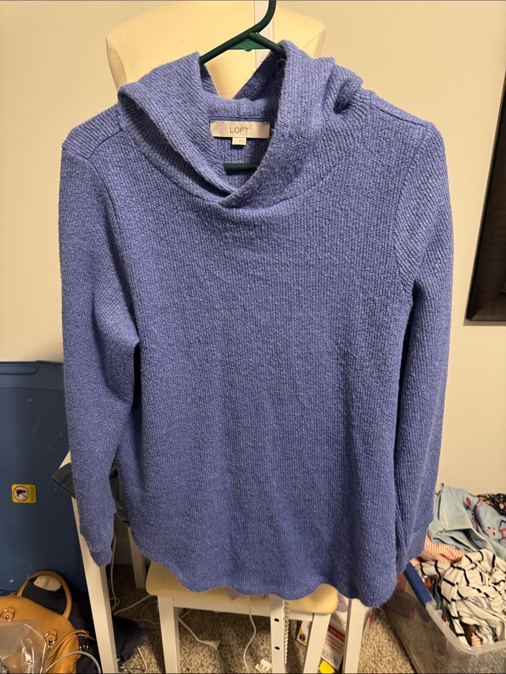 LOFT Lavender-Blue Hooded Cowl Sweater - Women's Knit Pullover